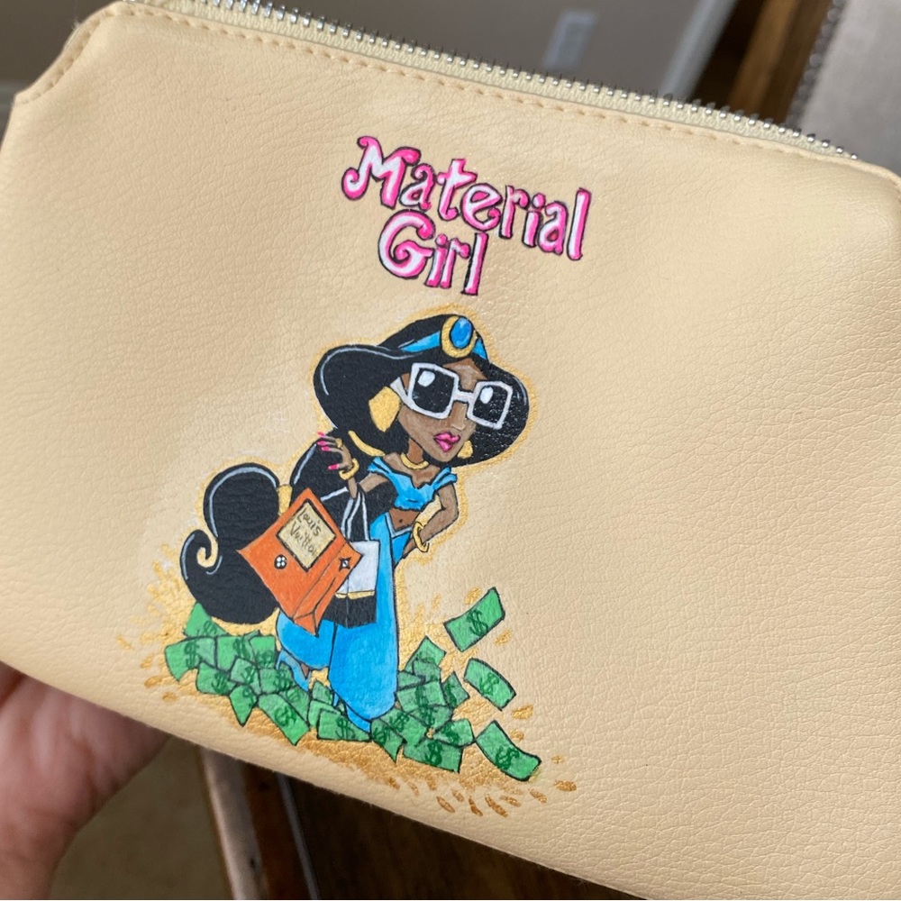 Handpainted princess jasmine material girl fanny pack